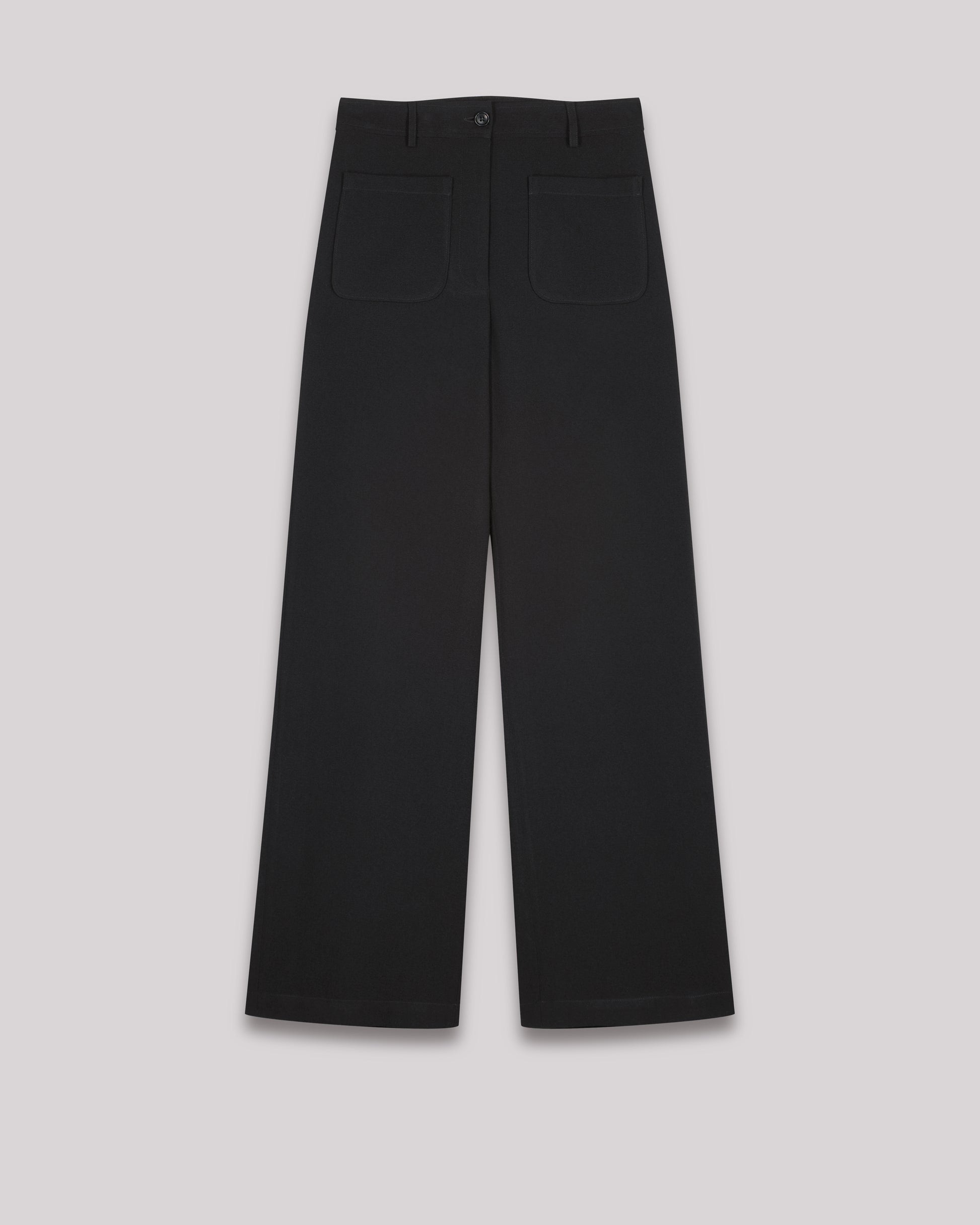 Pantalon Femme en crêpe Noir Poli BCPN613-01