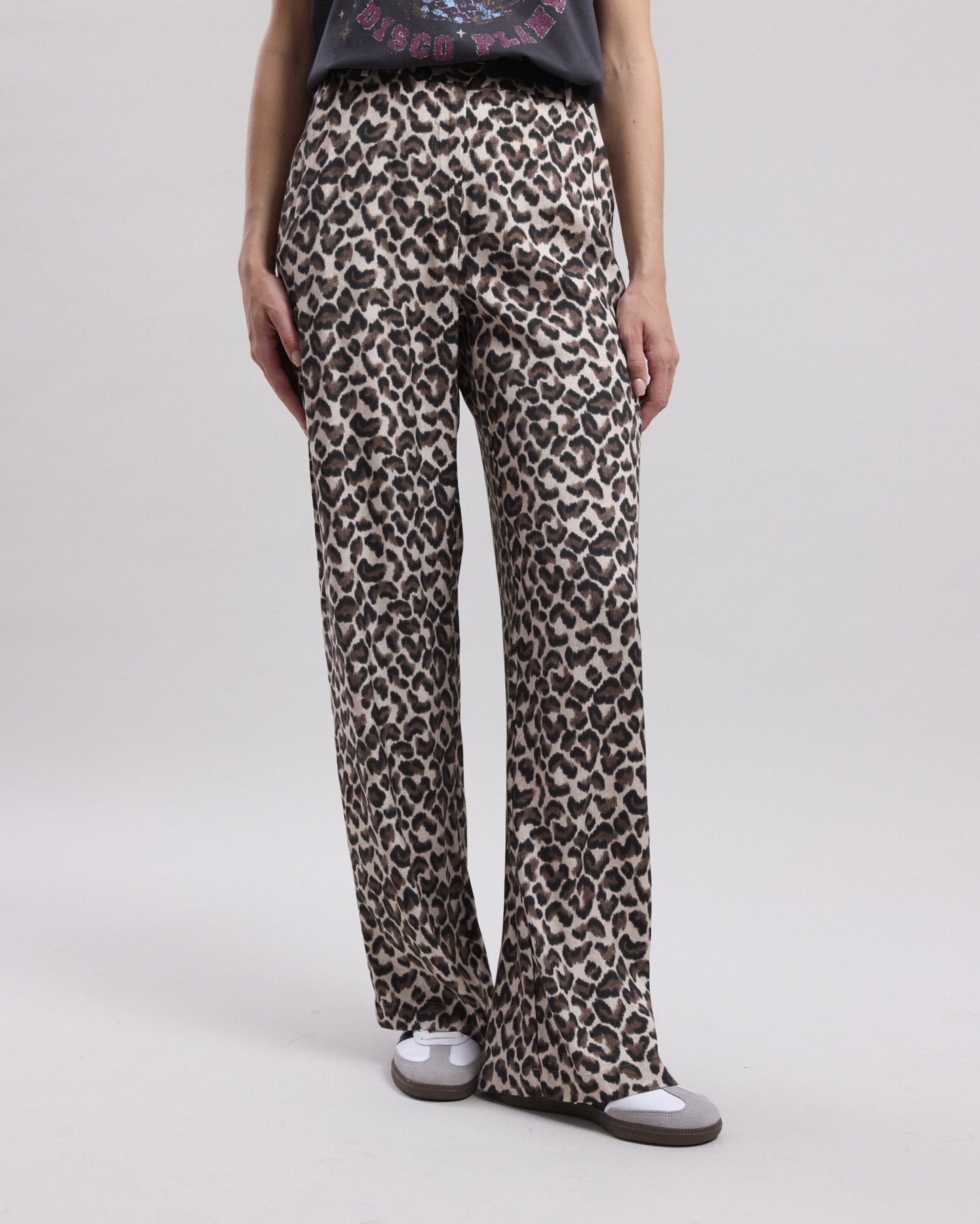 Positano Women's beige & brown leopard print viscose Pants