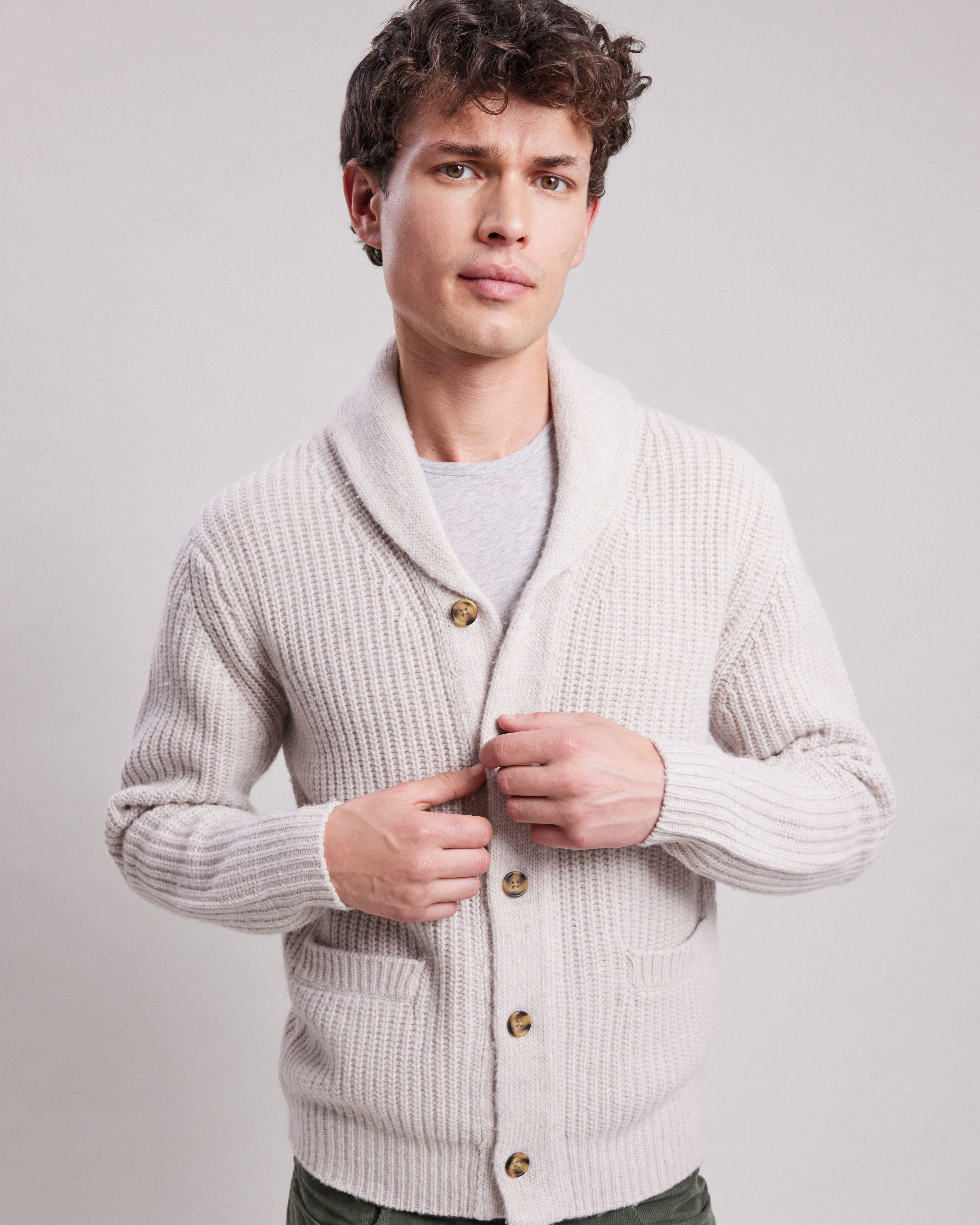 Cardigan col chale homme sale