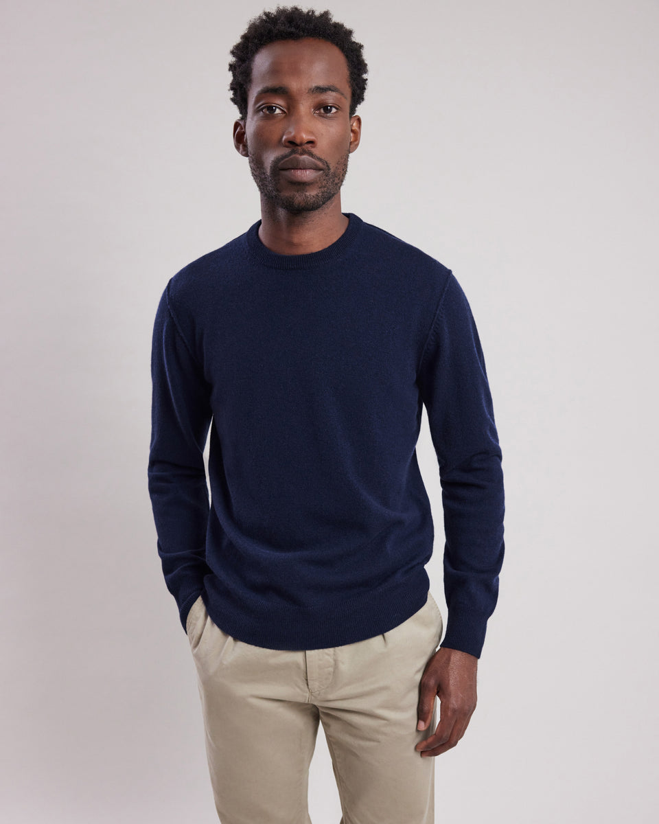 Pull Homme en laine & cachemire Bleu Marine - Image alternative