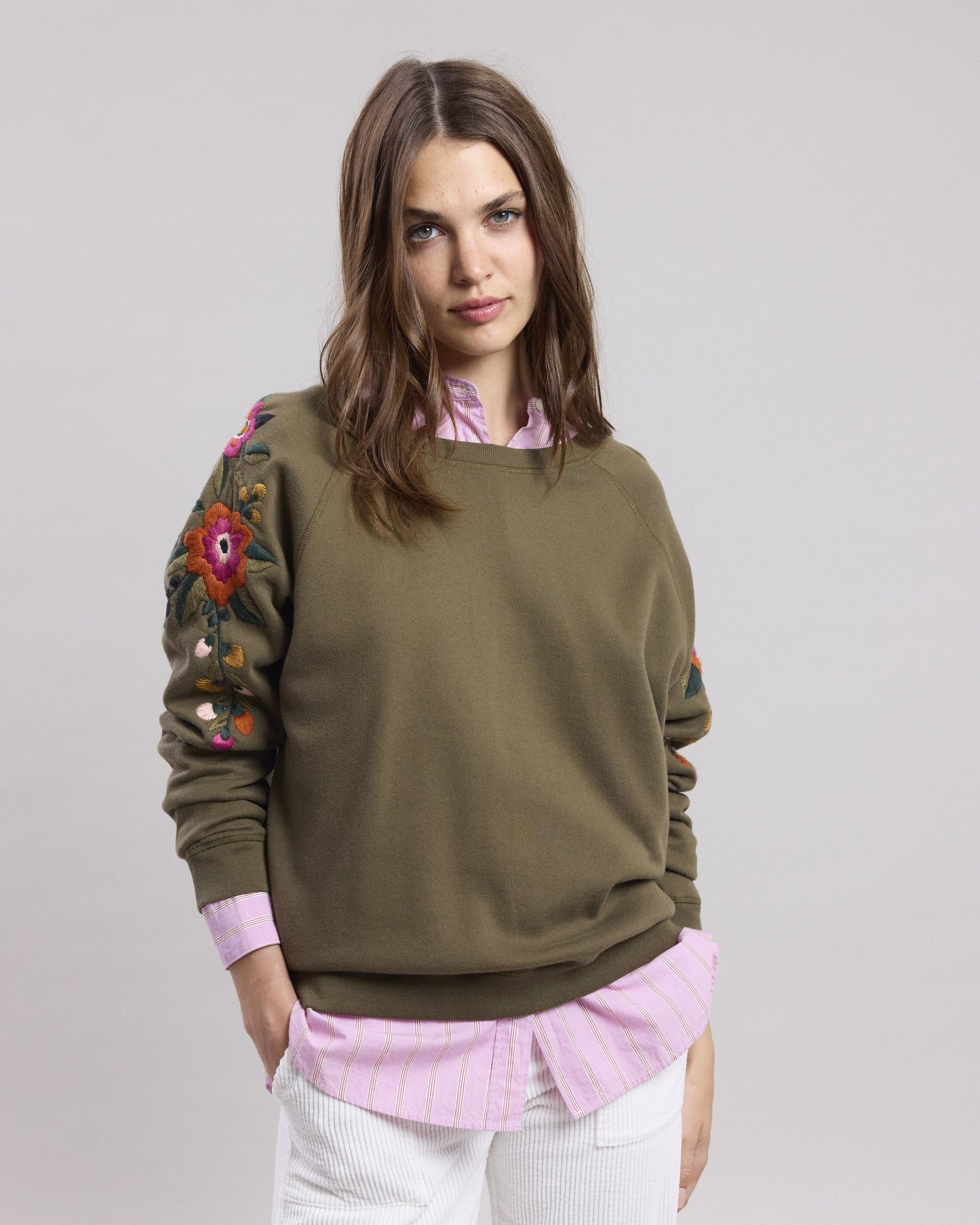 Sweatshirt Femme en coton & modal Vert Militaire Tapucine