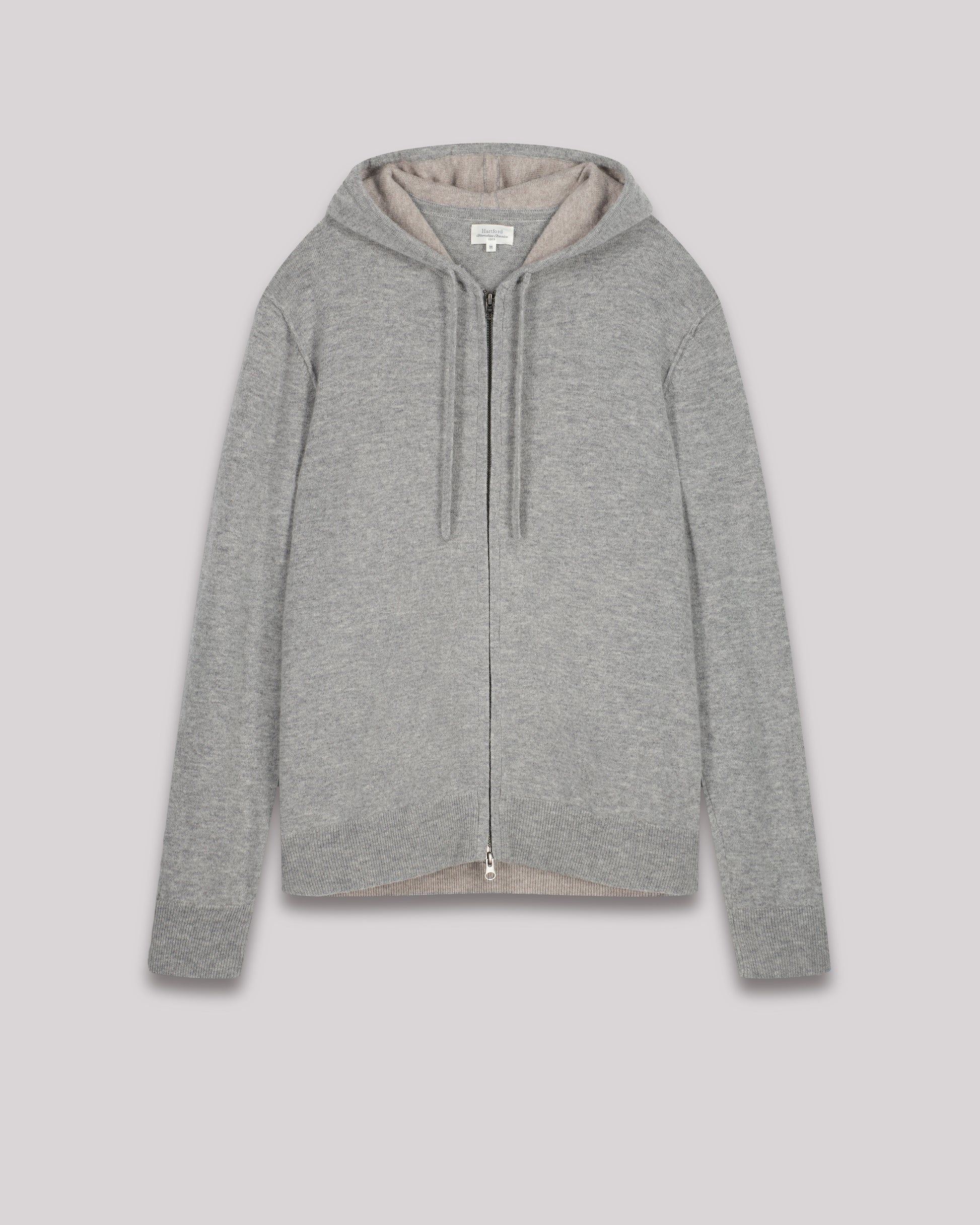 Pull à capuche Homme en laine & cachemire Gris