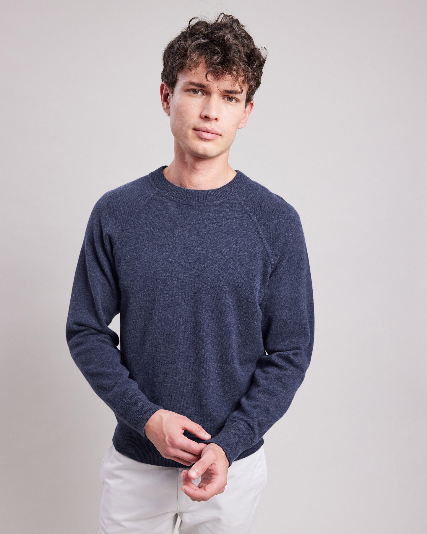 Men's Indigo wool & cashmere Sweater