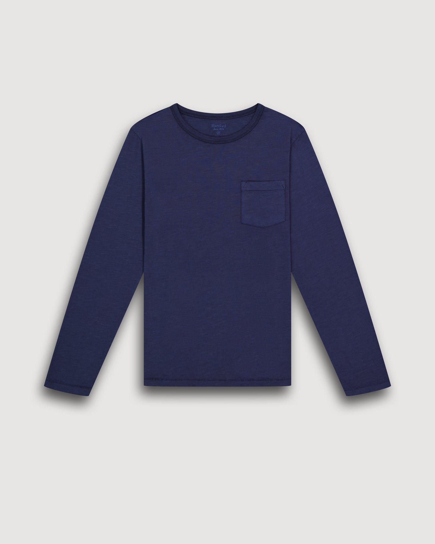 Tee shirt Garcon en coton slub Bleu Marine Pocket