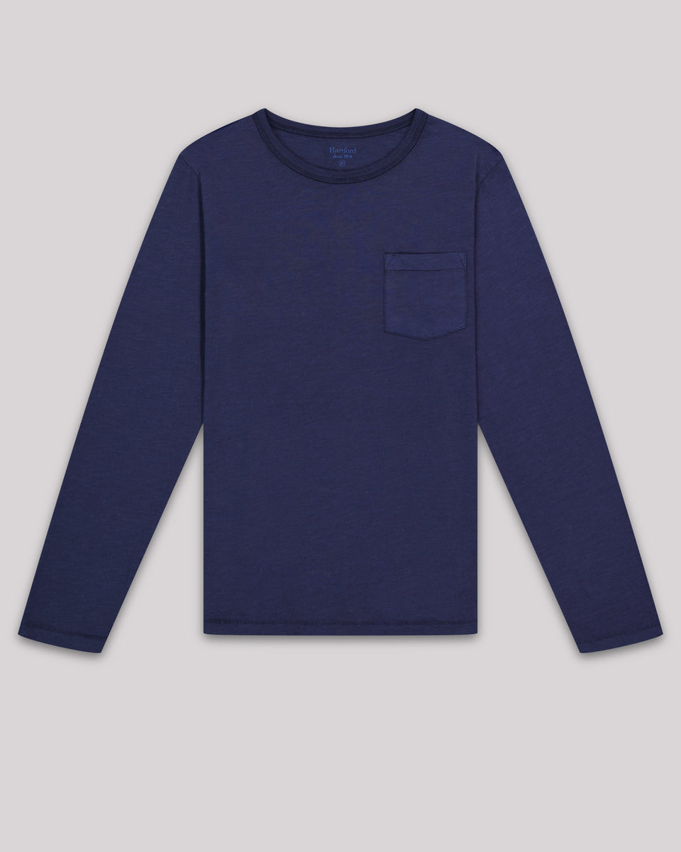 Pocket Boy's Navy Blue slub jersey T-shirt - Image principale