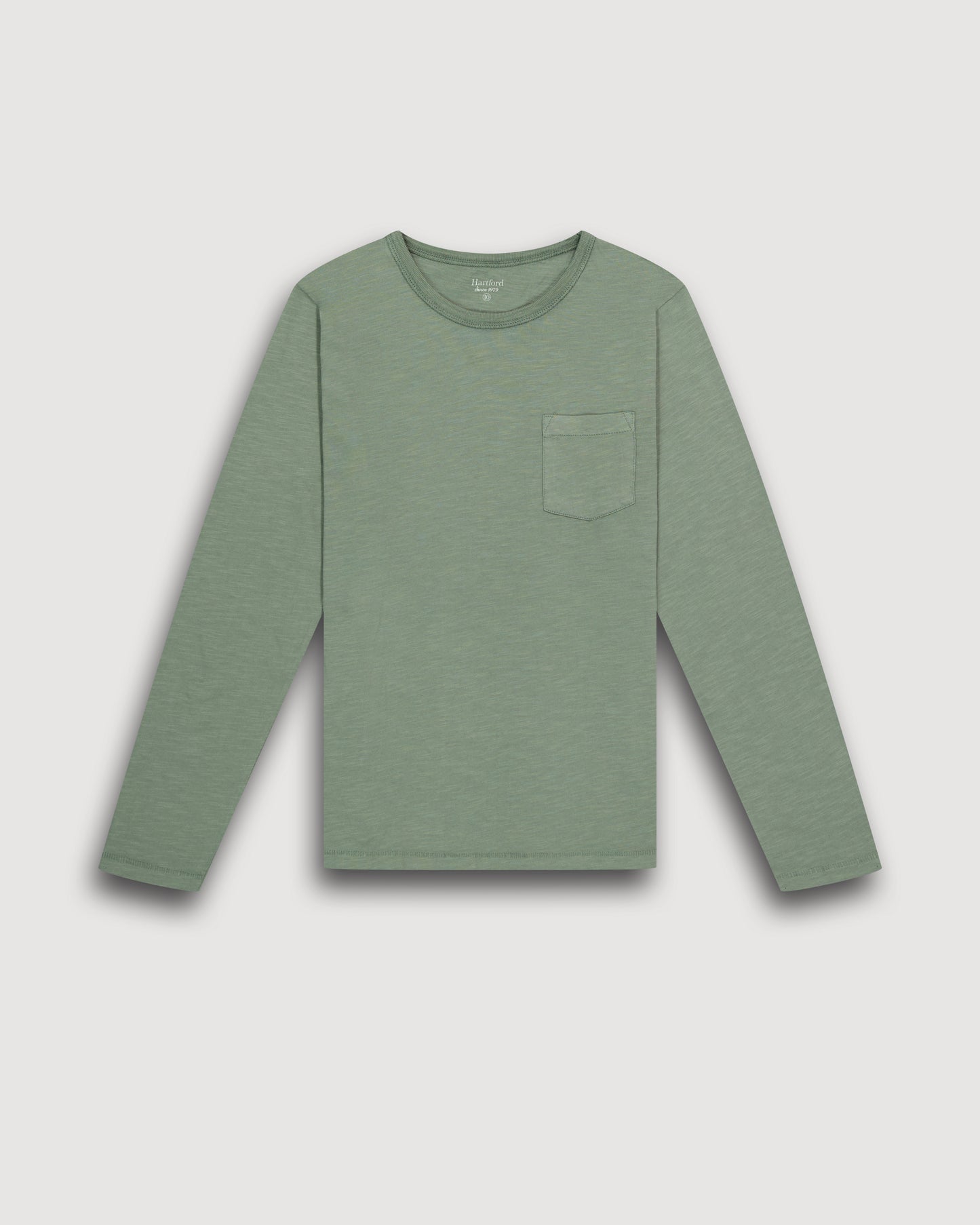 Tee shirt Garcon en coton slub Vert Militaire Pocket