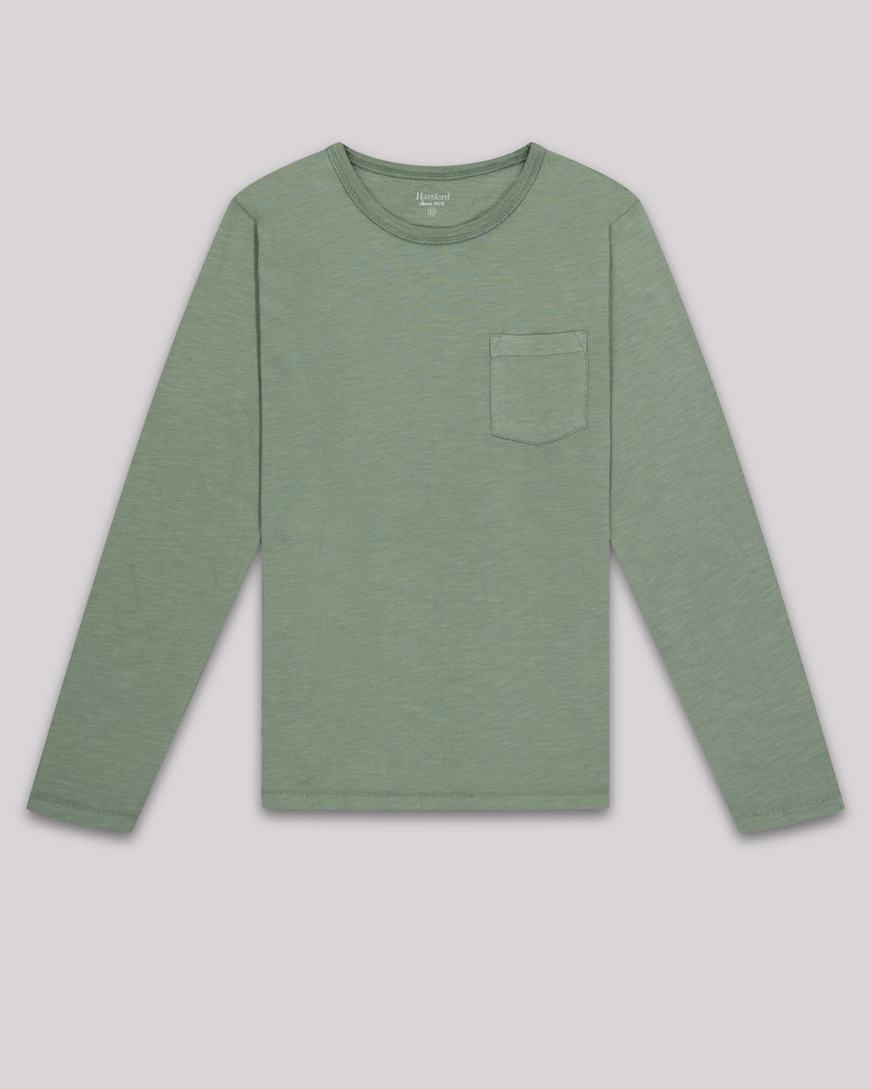 Tee shirt Garcon en coton slub Vert Militaire Pocket - Image principale