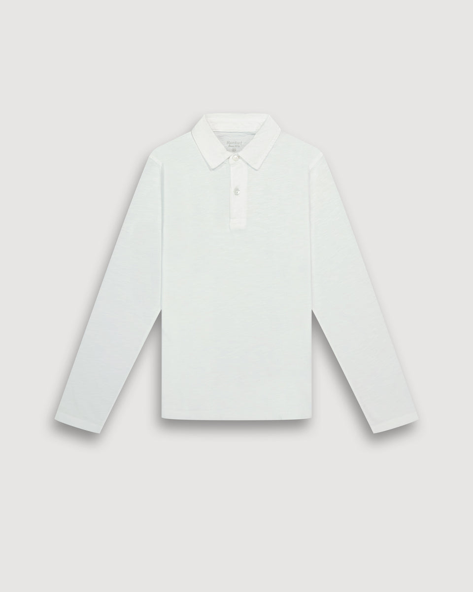 Boy's White slub jersey Polo - Image principale