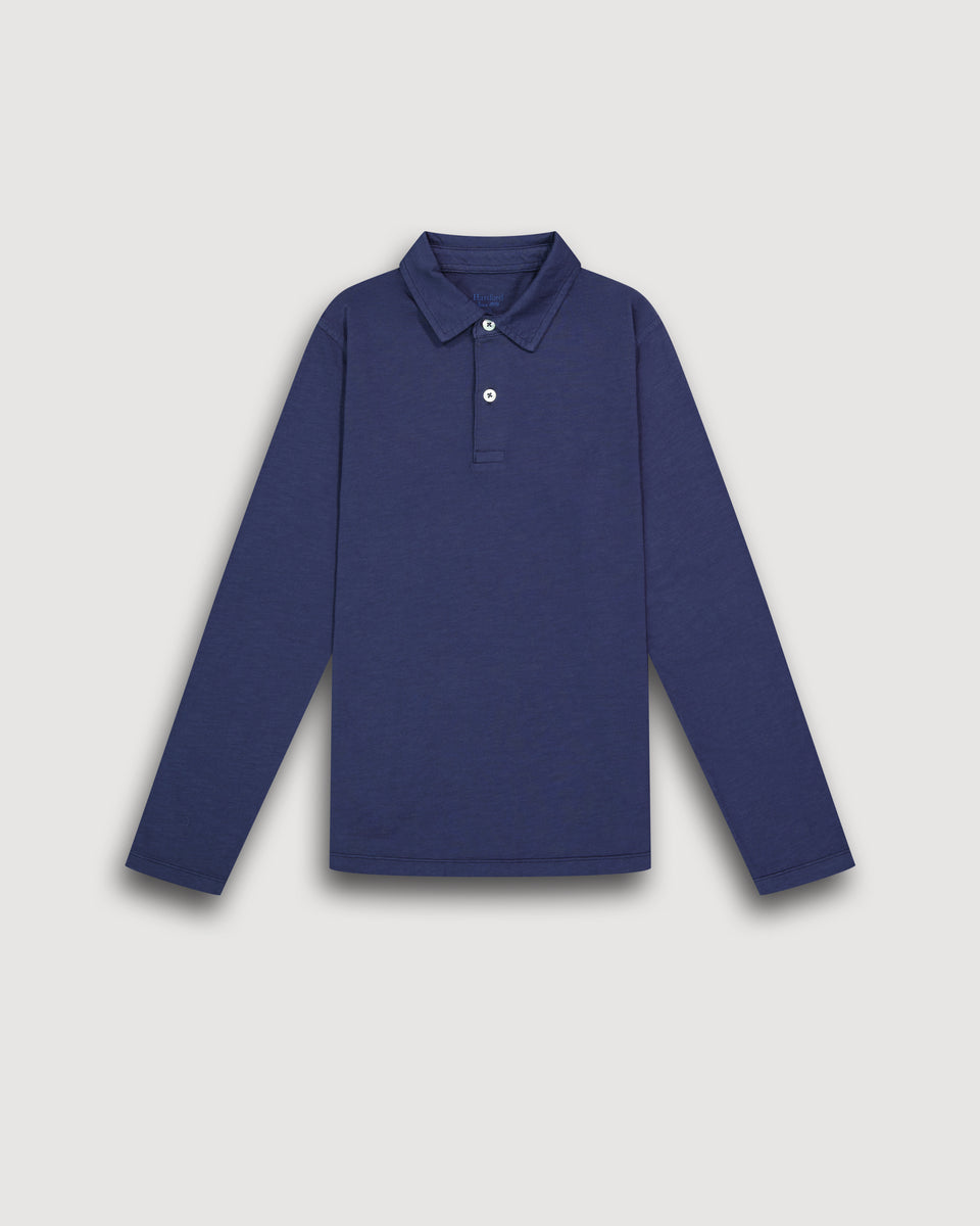 Polo Garcon en coton slub Bleu Marine - Image principale