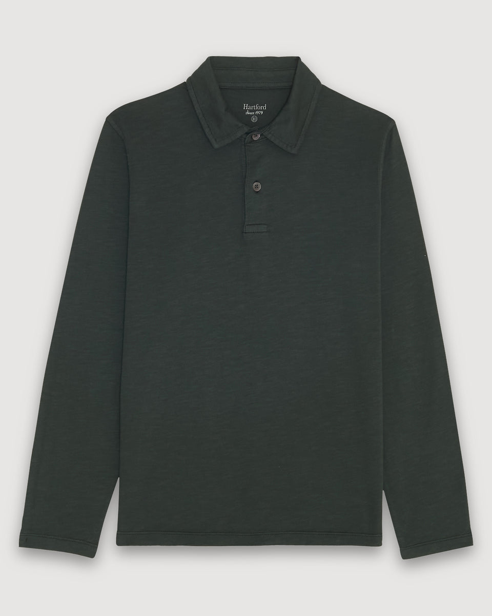 Boy's Forest Green slub jersey Polo - Image principale