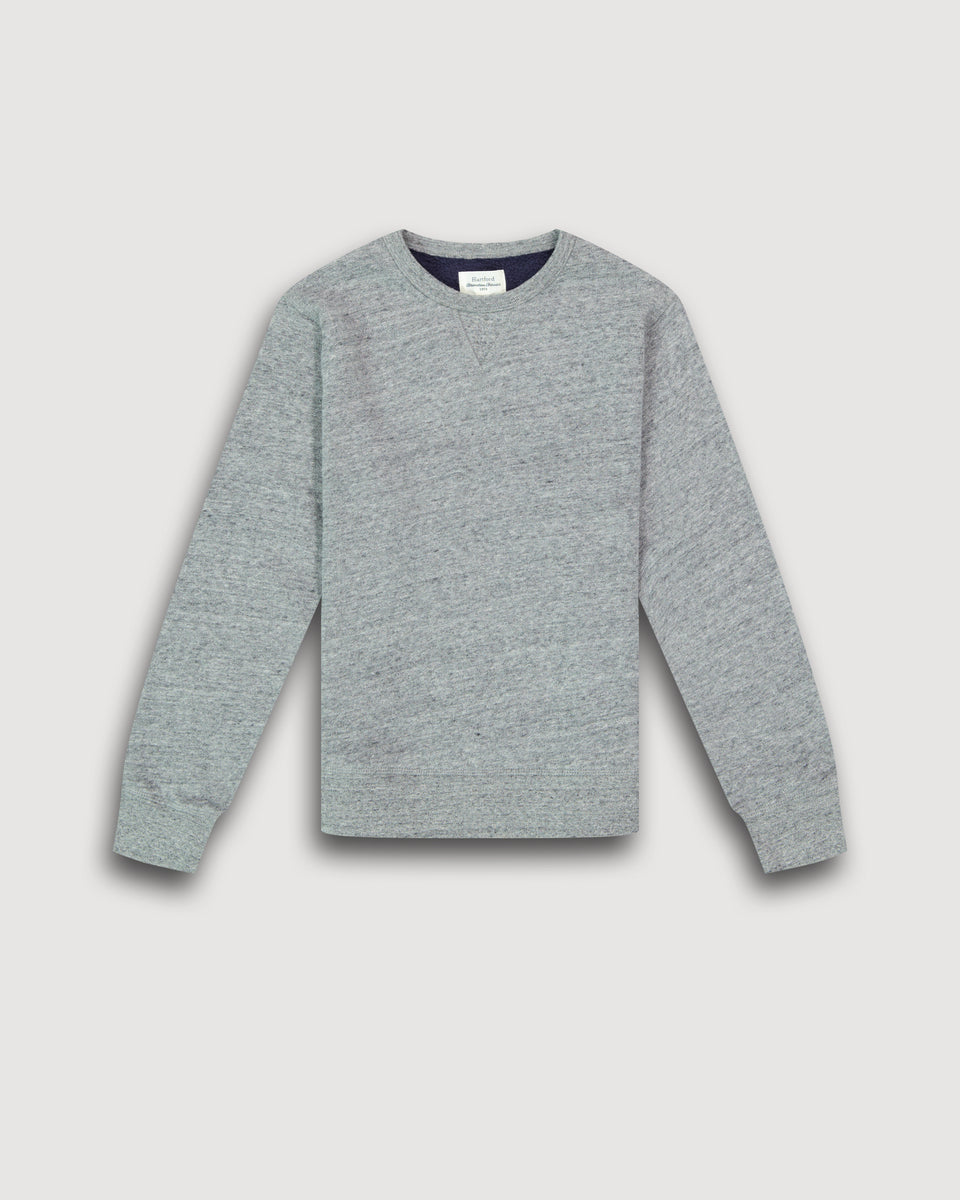 Sweatshirt Garcon en coton Gris Chiné & Marine Crew - Image principale