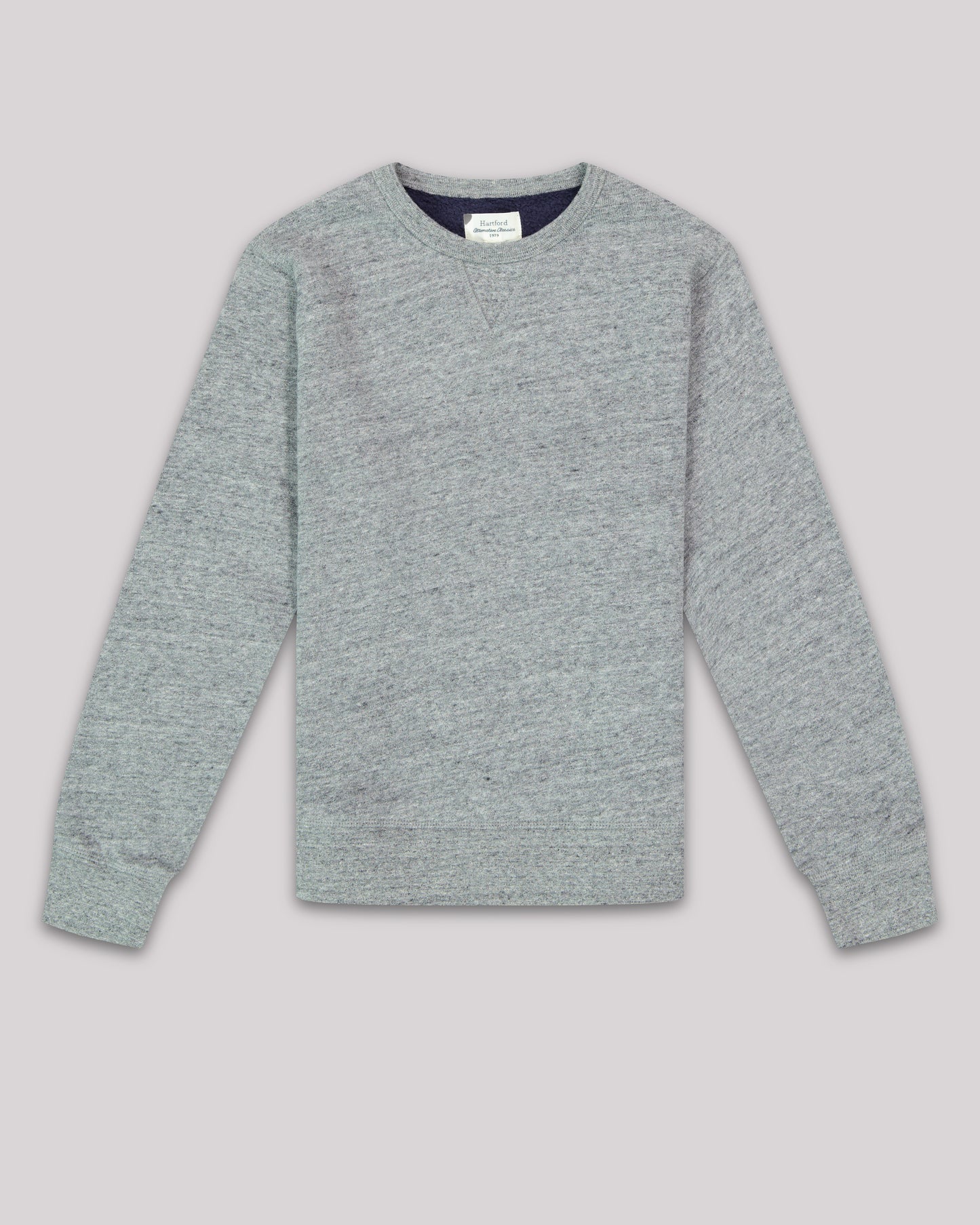 Sweatshirt Garcon en coton Gris Chiné & Marine Crew