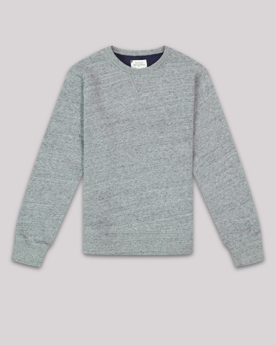 Sweatshirt Garcon en coton Gris Chiné & Marine Crew - Image principale