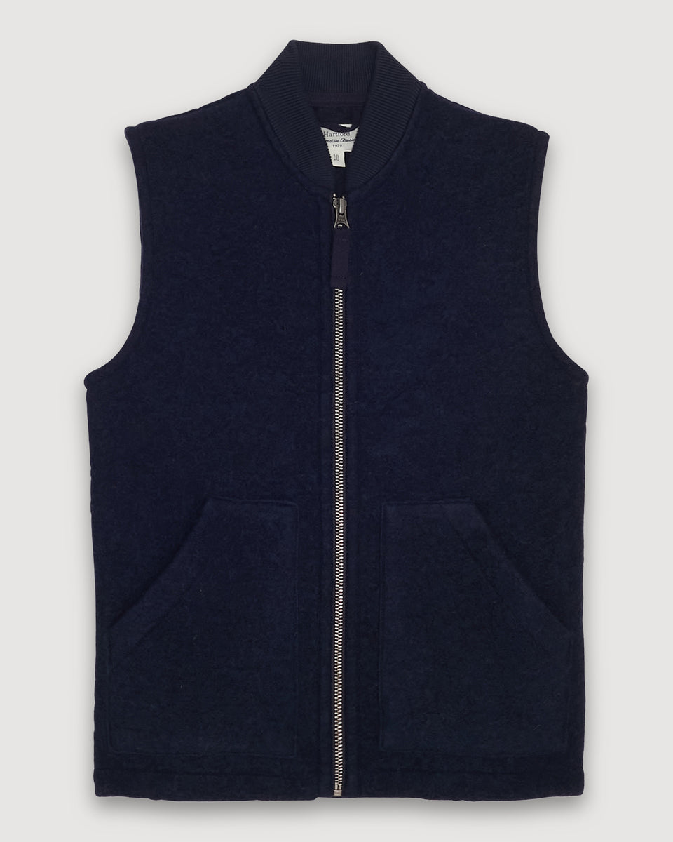 Gilet Garcon en laine bouillie Bleu Marine Vest - Image alternative