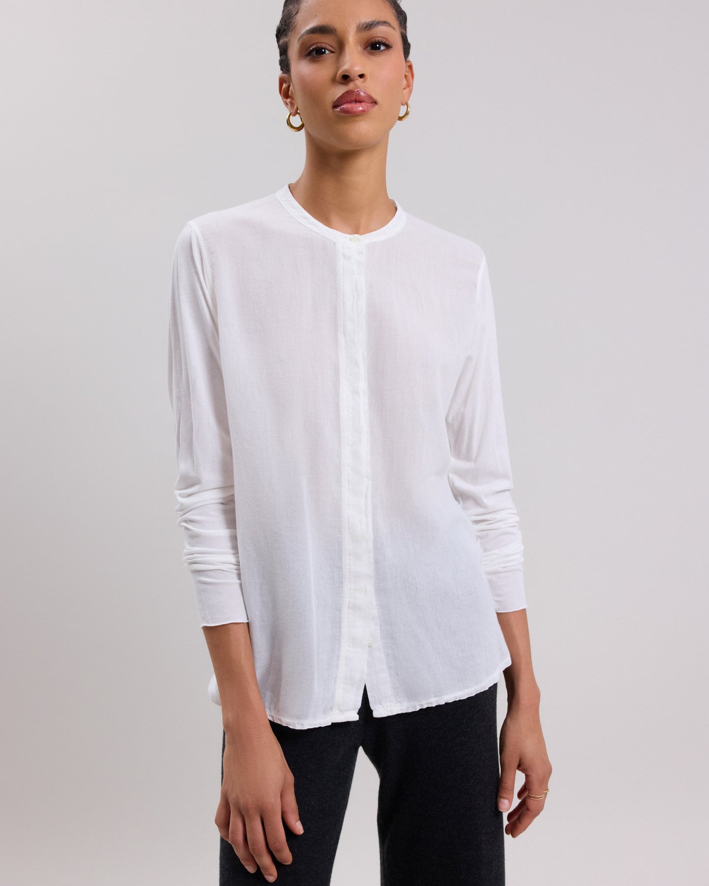 Chemise Femme en coton bi-matière Ecru Talva BCTC501-02