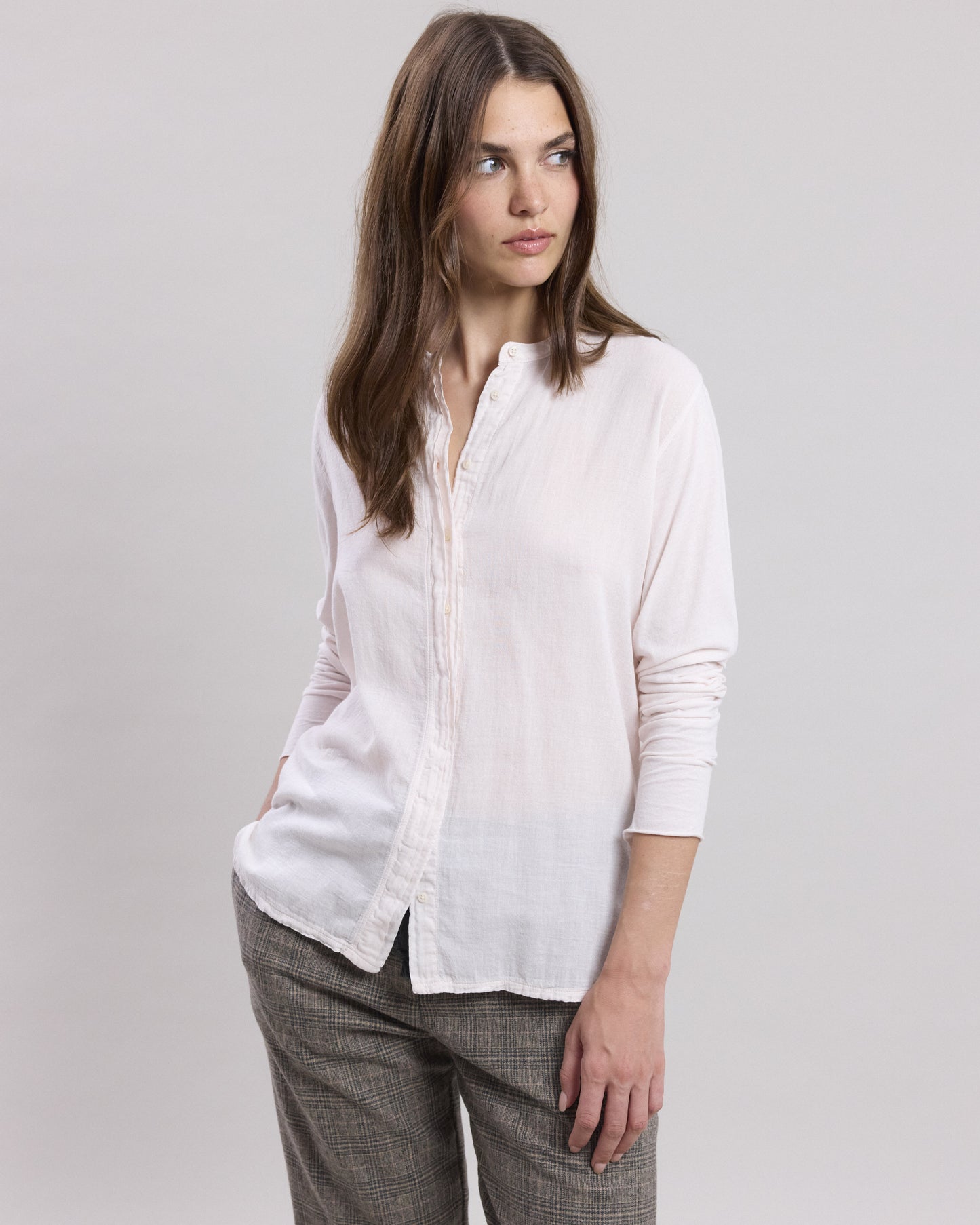 Chemise Femme en coton bi-matière Rose pâle Talva