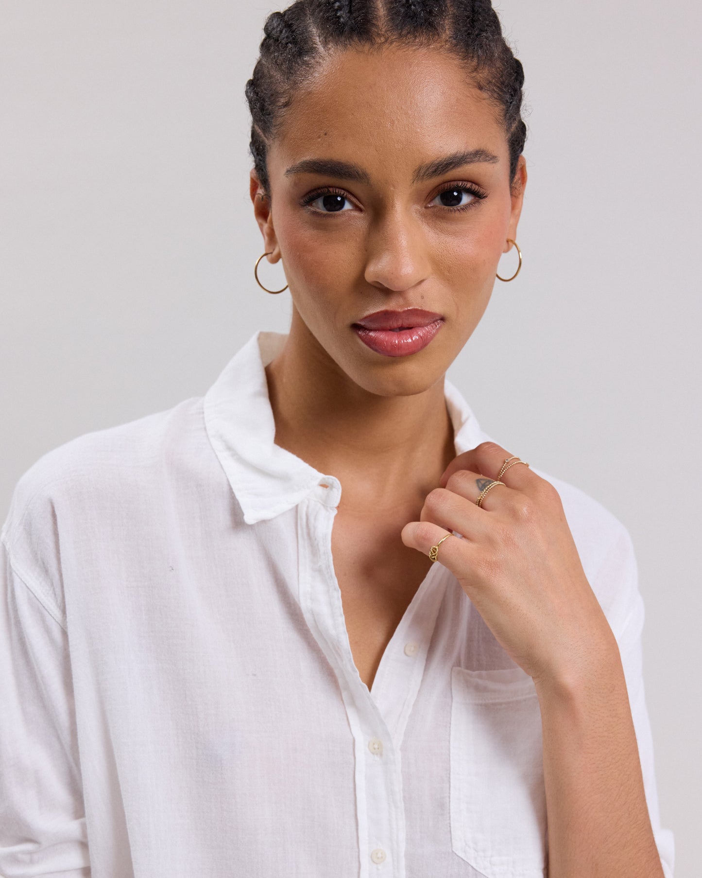 Chemise Femme en coton bi-matière Ecru Tallez