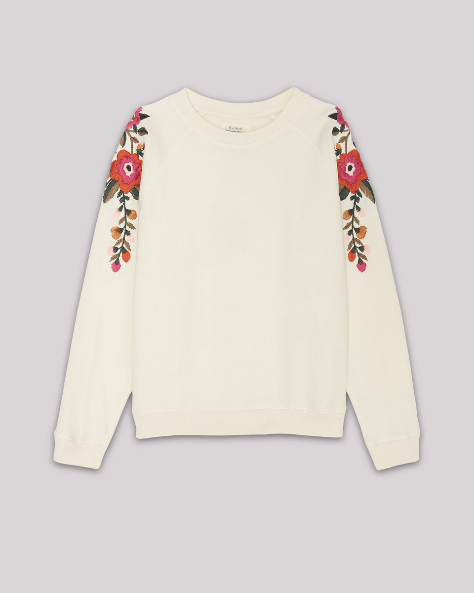 Sweatshirt Fille en coton & modal Ecru Tapucine - Image principale