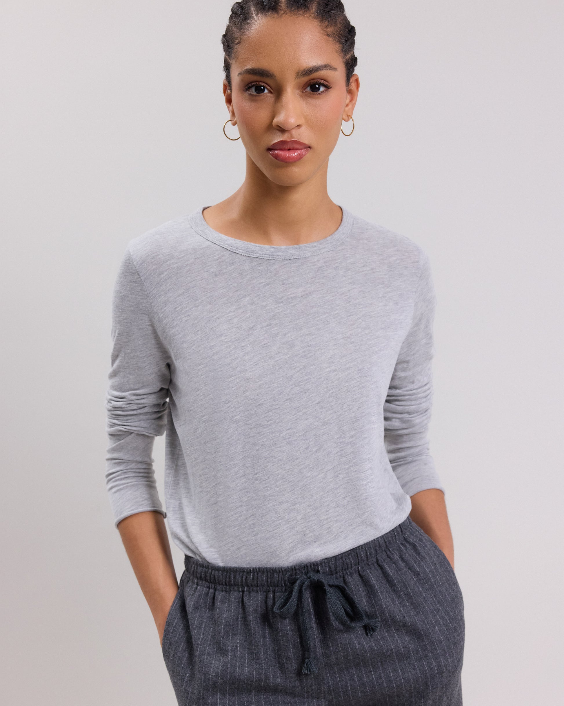 Tee shirt Femme en coton & modal Gris Chiné Taisto BCTK502-02