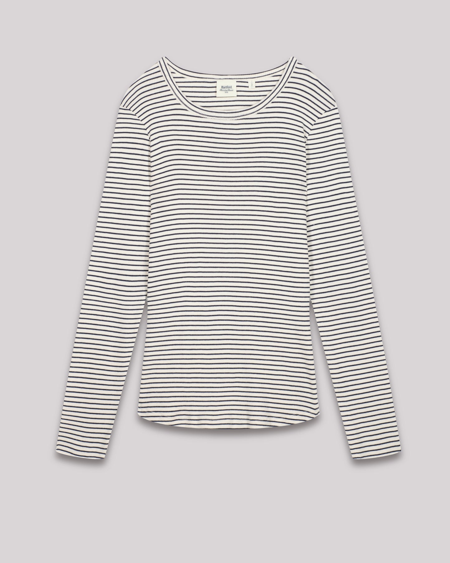 Talaro Women's Off-White striped ribbed cotton T-Shirt