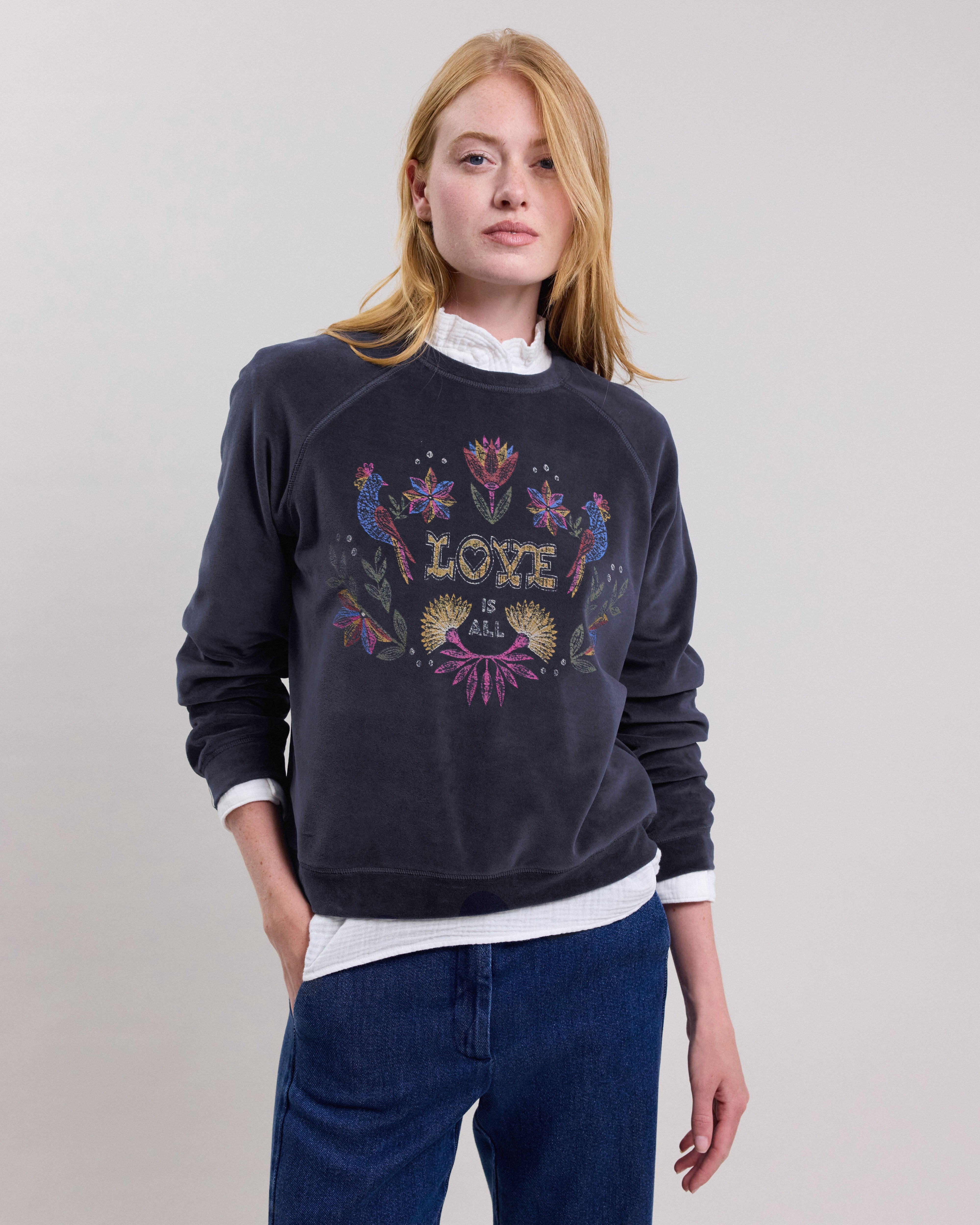 Velvet sweatshirt womens sale