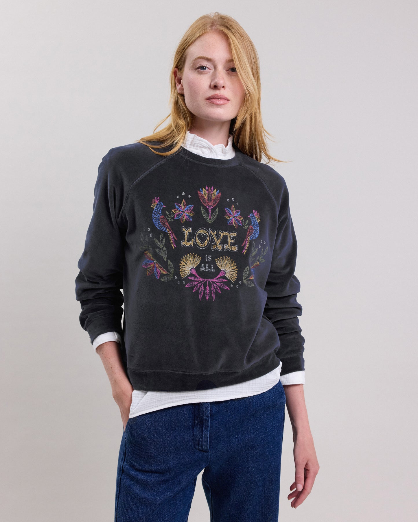 Sweatshirt Femme en molleton velours Carbone Talien BCTZ506-04