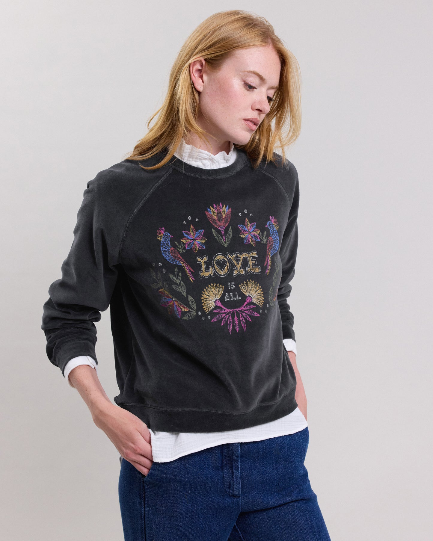 Sweatshirt Femme en molleton velours Carbone Talien BCTZ506-04