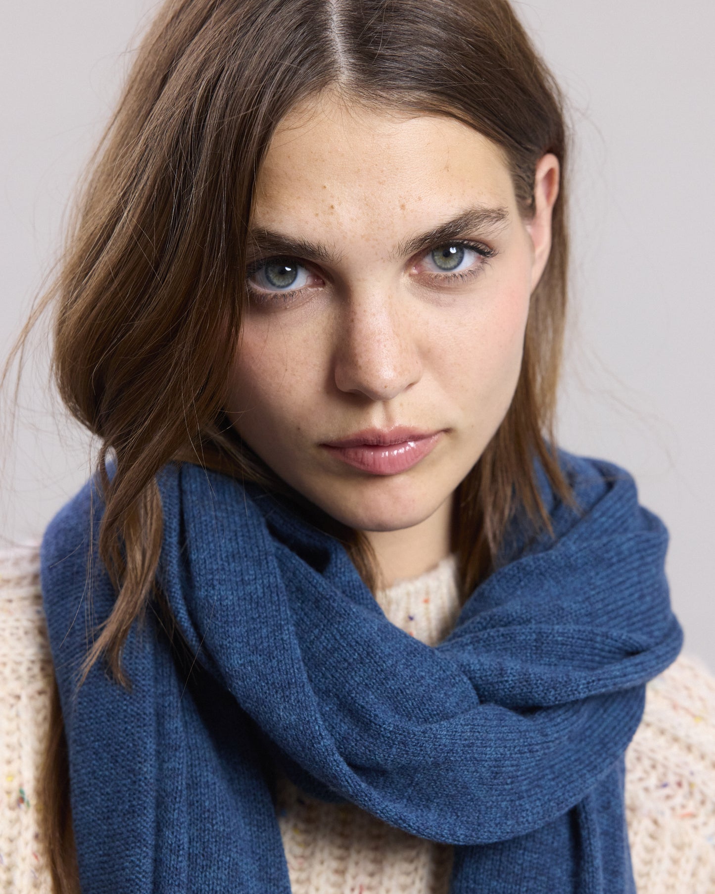 Ment Women's Polar Blue merino wool and cashmere Scarf