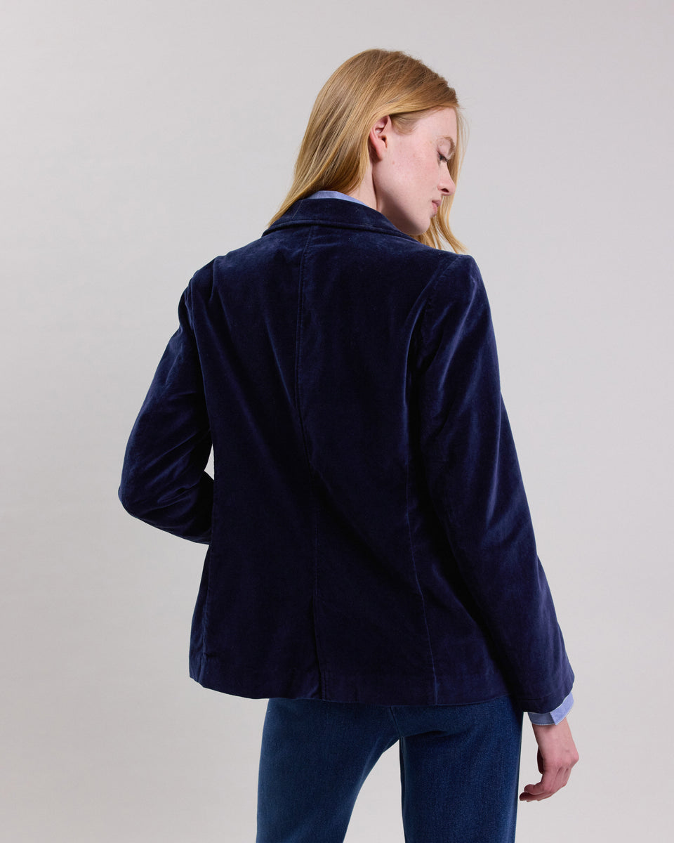 Veste Femme en velours lisse Bleu Marine Virna - Image alternative