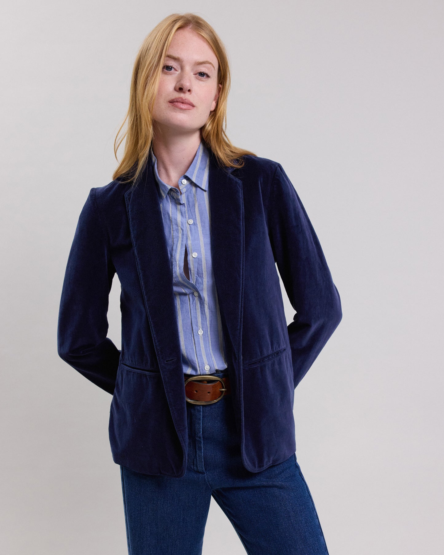 Virna Women's navy blue velvet Jacket