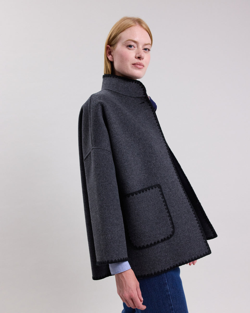 Valentine Women's Anthracite double face wool Coat - Image principale