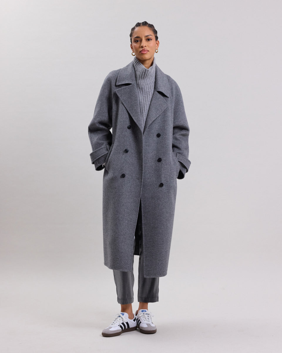 Trench Femme en laine double face Gris Valencia - Image principale