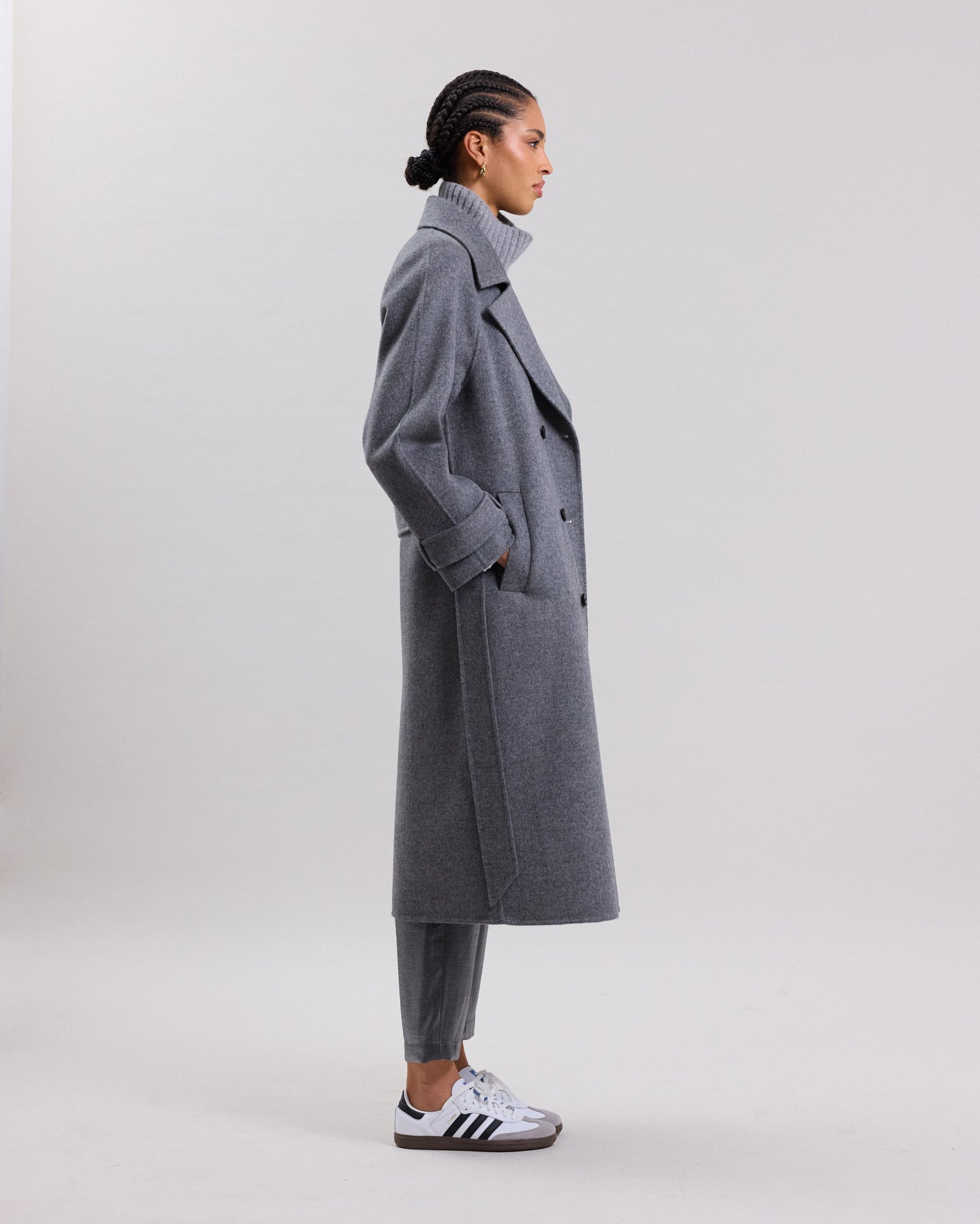 Trench Femme en laine double face Gris Valencia