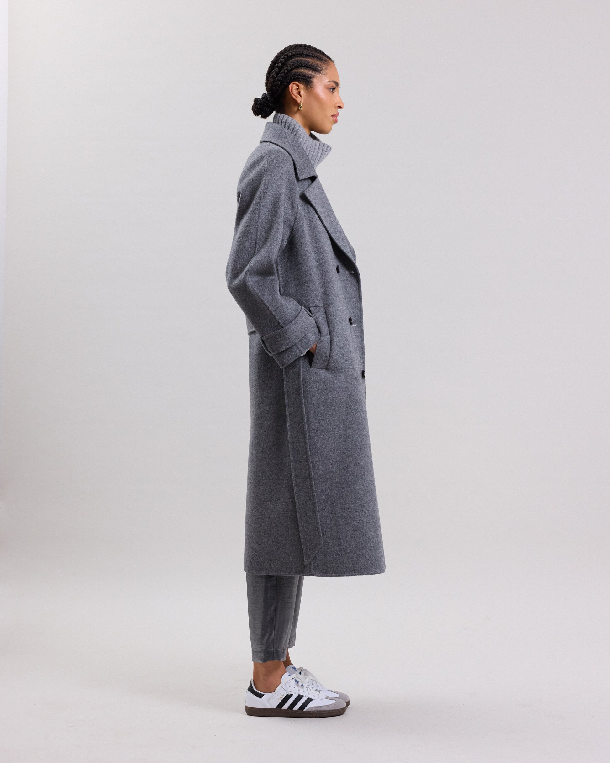 Trench Femme en laine double face Gris Valencia BCVL552-04