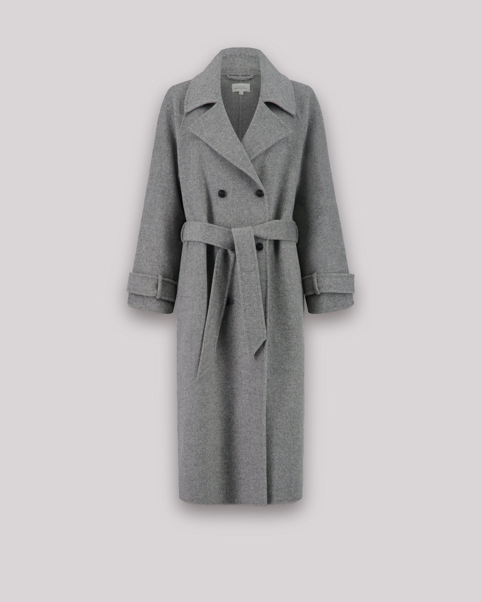 Gray belted wool coat hotsell