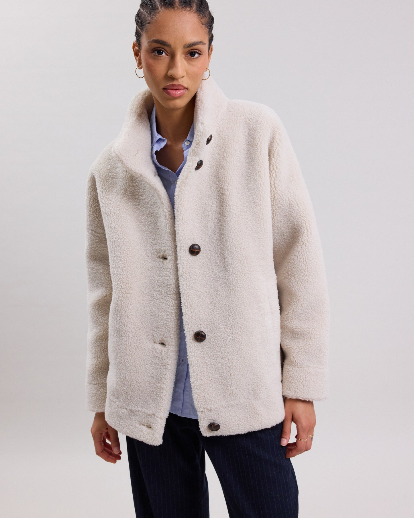 Manteau Femme en sherpa ecru Valery