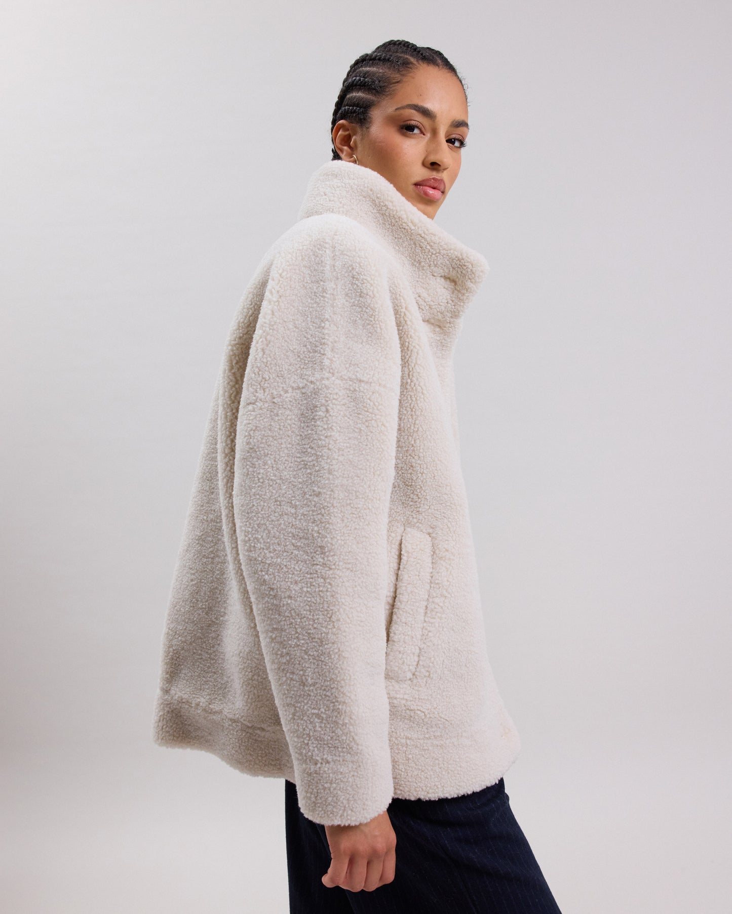 Manteau Femme en sherpa ecru Valery