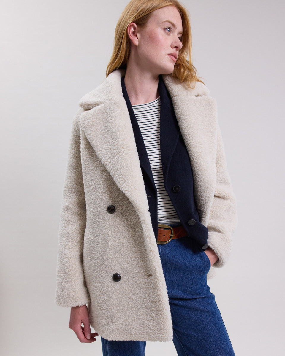 Manteau Femme en sherpa Ecru Victoria - Image alternative