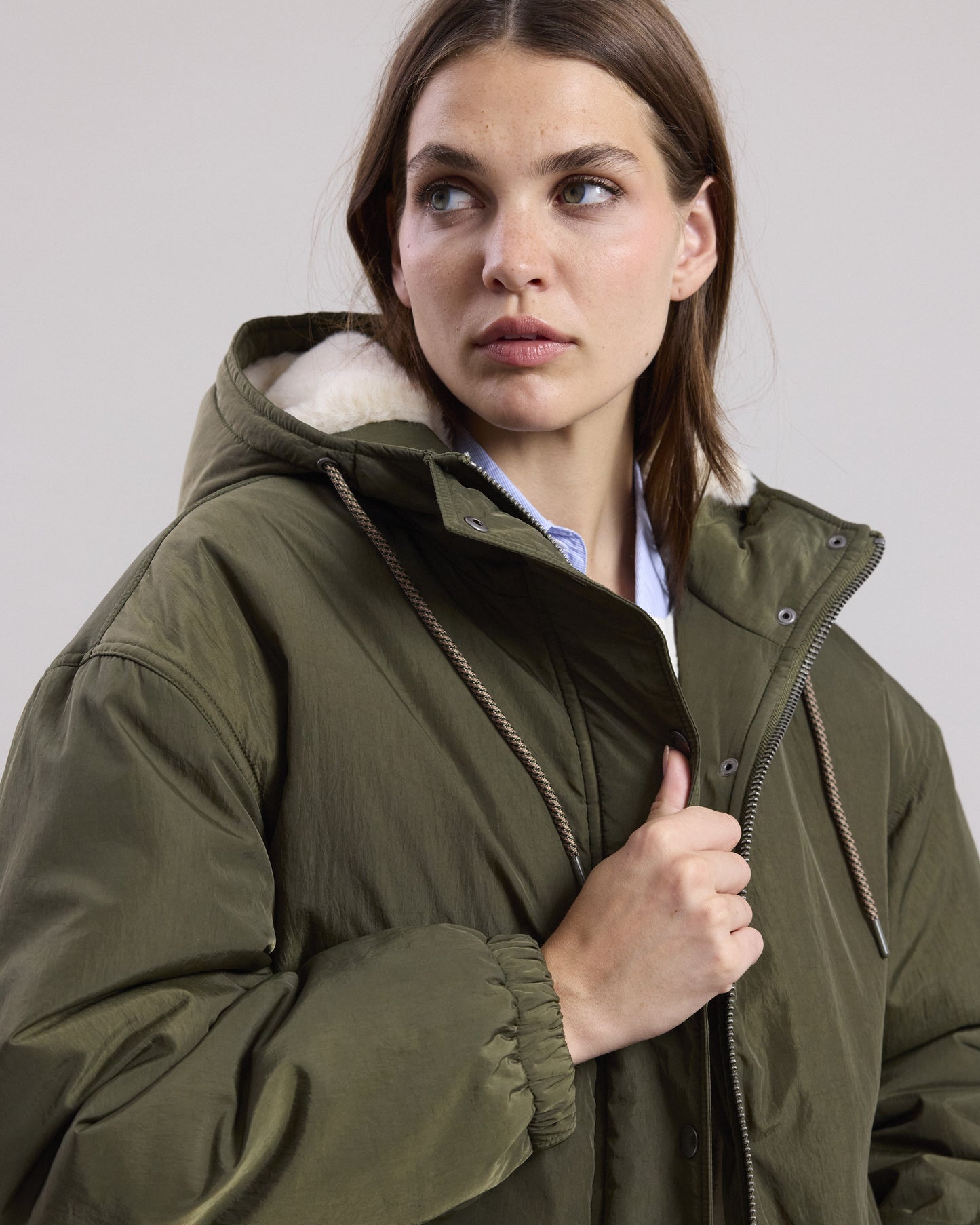 Parka Femme en nylon recyclé déperlant Vert Militaire Venlo