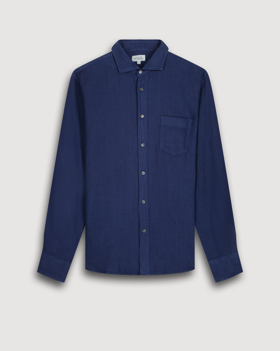 Chemise Homme en Lin Bleu Marine Paul - Image 3