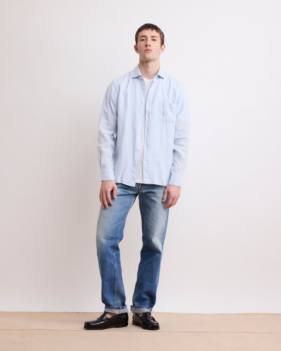 Paul Men's Light Blue Linen Shirt - Image alternative