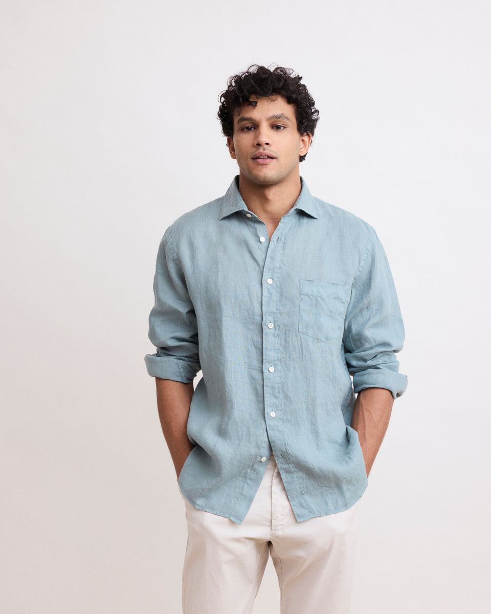 Paul Men's Celadon Green Linen Shirt - Image principale