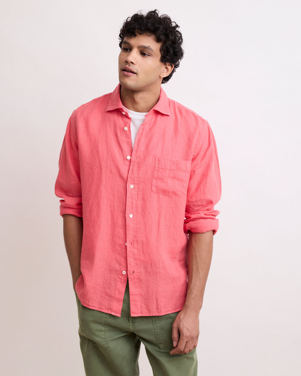 Paul Men's Tangerine Linen Shirt - Image principale