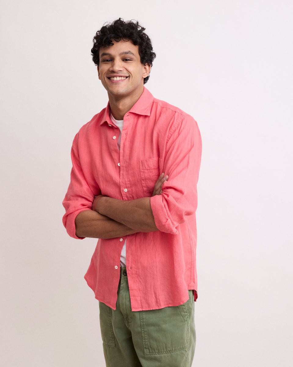 Paul Men's Tangerine Linen Shirt - Image alternative