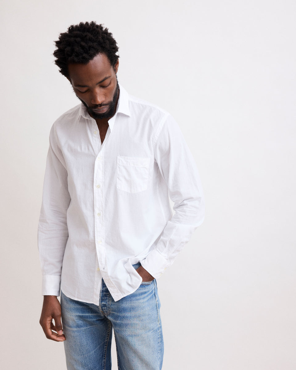 Paul Men's White Cotton Voile Shirt - Image principale