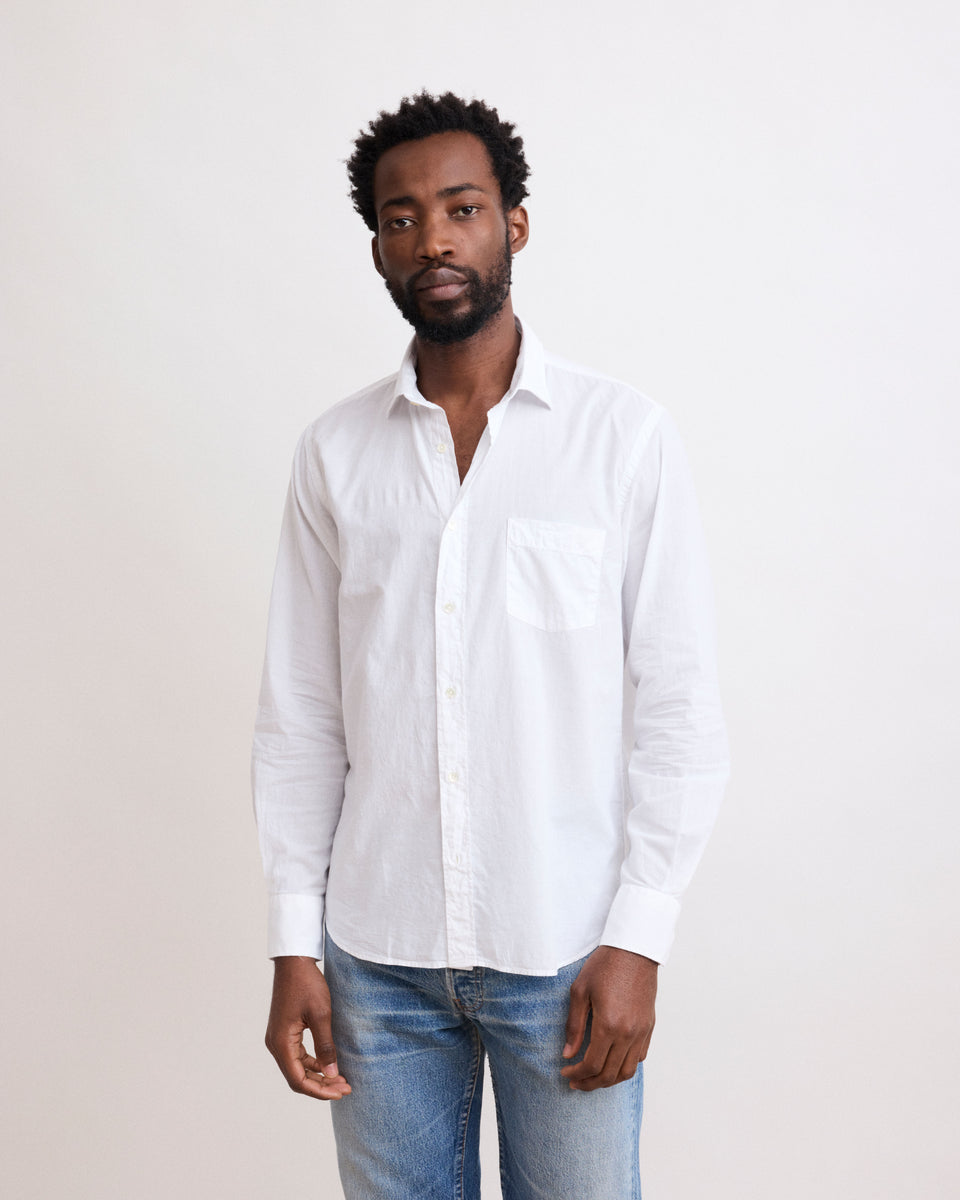 Paul Men's White Cotton Voile Shirt - Image alternative