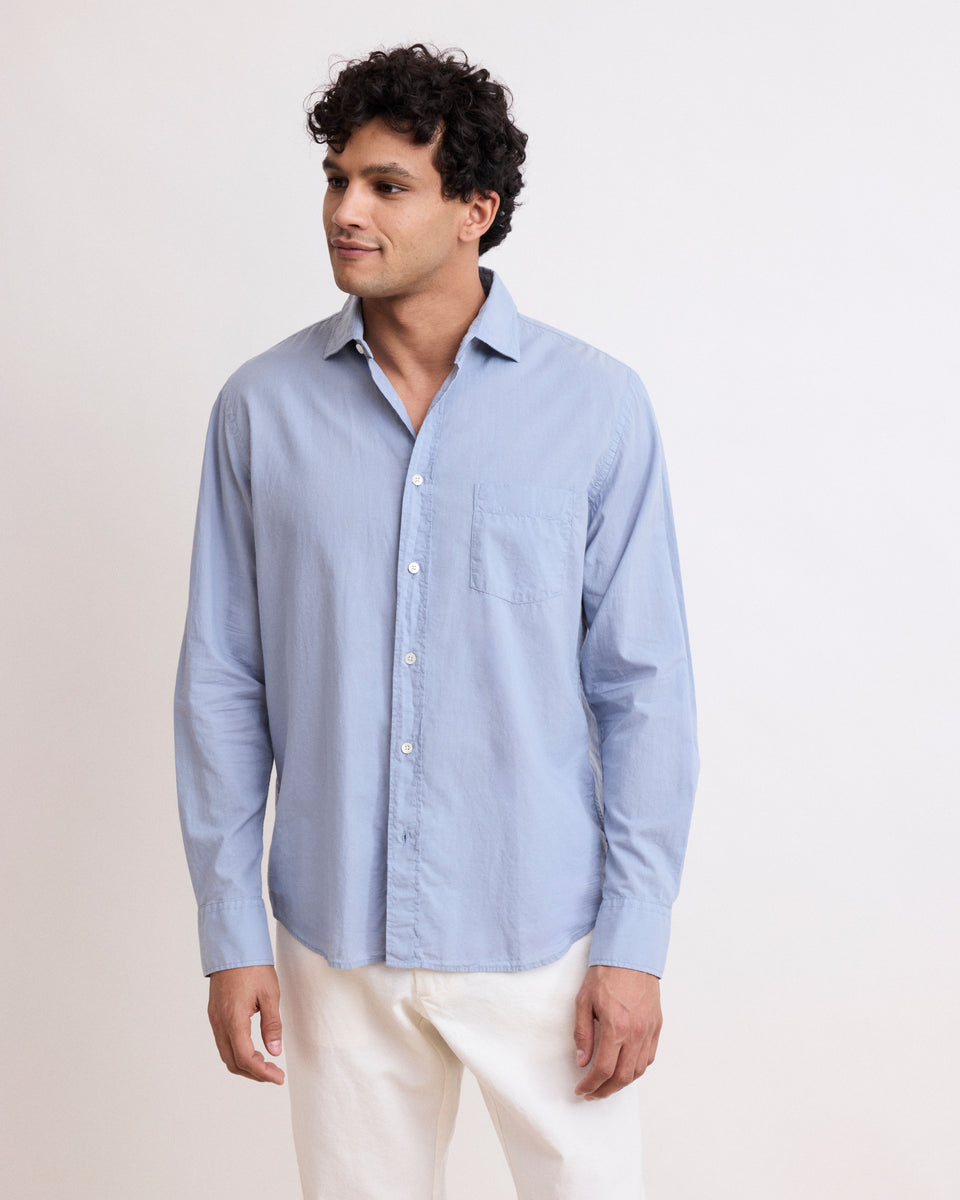 Paul Men's Blue Cotton Voile Shirt - Image principale