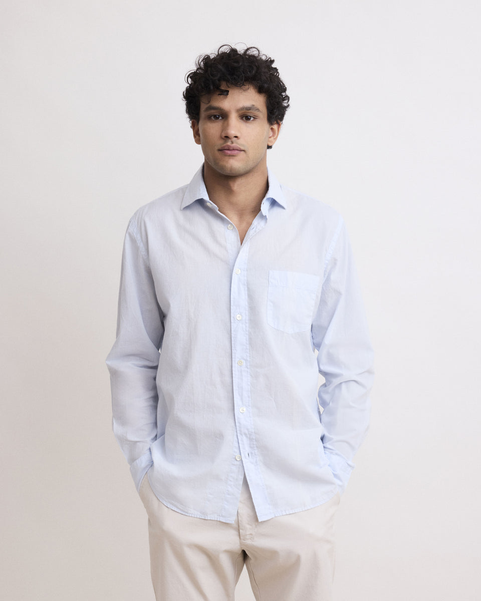 Paul Men's Sky Blue Cotton Voile Shirt - Image principale