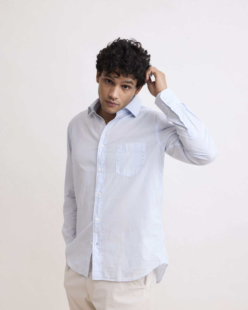 Paul Men's Sky Blue Cotton Voile Shirt - Image alternative