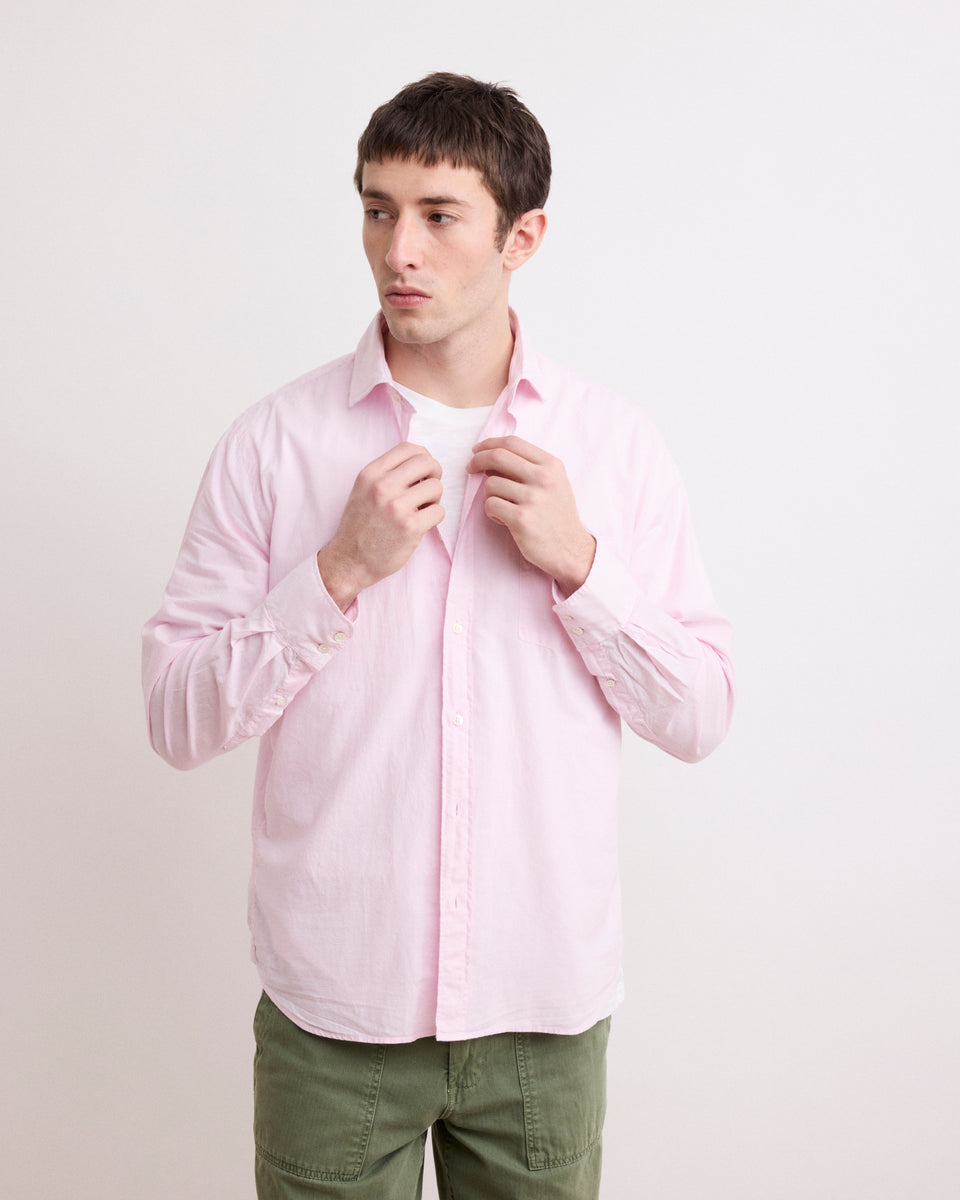 Chemise Homme en Voile De Coton Rose Pâle Paul - Image principale